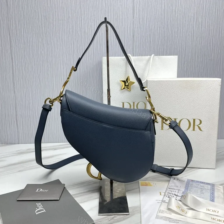 View 9 of Navy Leather Crossbody: Structured, Dior-Inspired Luxury Bag