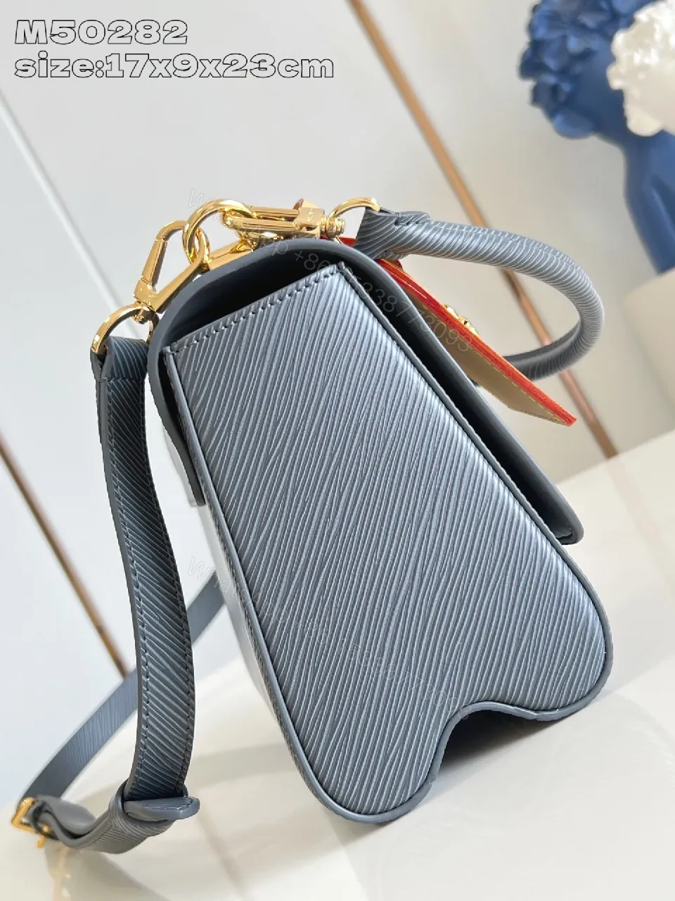 View 4 of Chic Saffiano Shoulder Bag with Gold Accent - Luxury Everyday