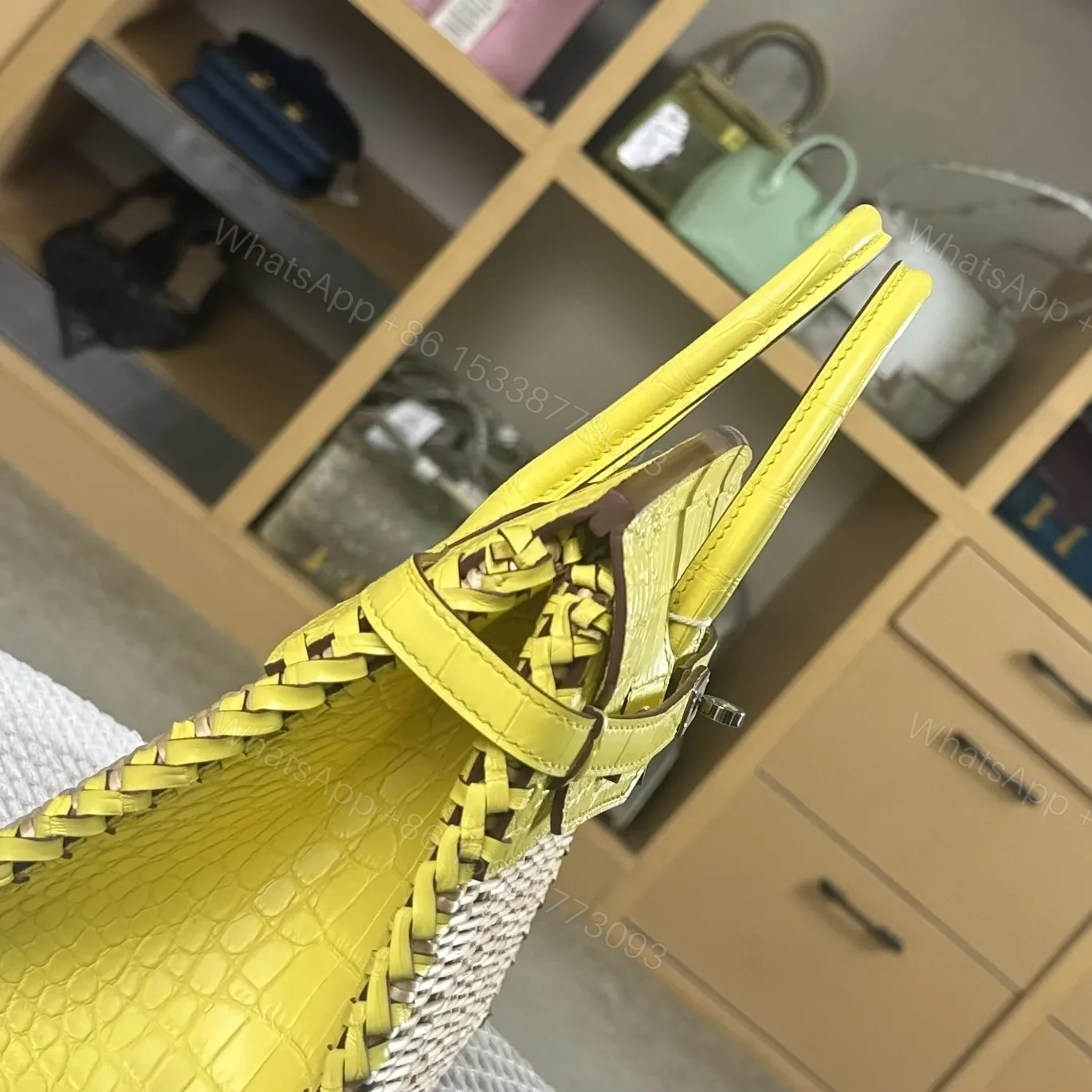 View 5 of Hermes Birkin 25cm Amber Yellow Crocodile Leather