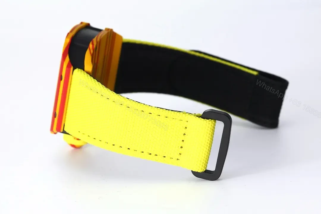 View 8 of Richard Mille RM27-03 Tourbillon Watch – Yellow and Red Carbon Fiber Case, Lightweight Design, Rubber Strap (43.5g)