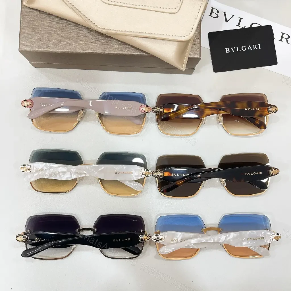 View 6 of Warm Brown Gradient Sunglasses: Gold-Tone Frame, BVLGARI Logo