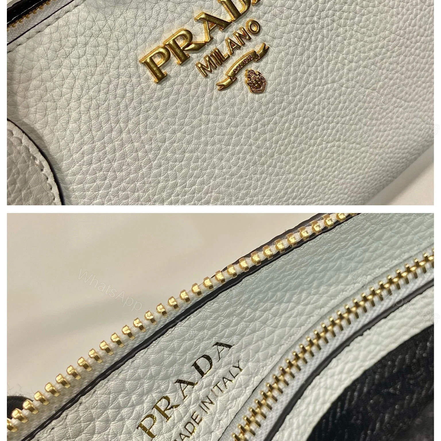 View 10 of 高仿Prada*VitelloDino系列手提斜挎包1BA111白色免檢版