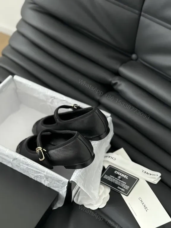 View 5 of Chanel-Inspired Black Leather Mary Janes: Luxe Comfort Flats