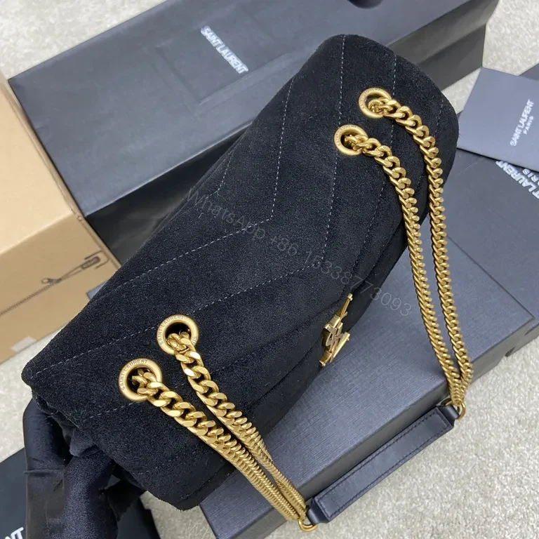 View 4 of Chic Velvet Shoulder Bag with Gold Hardware
