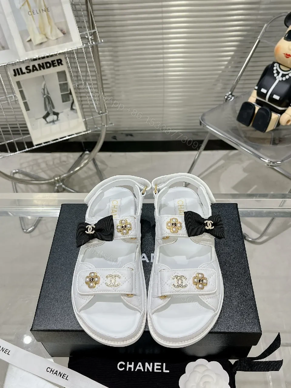 View 4 of White Quilted Slide Sandals - Luxe Comfort, Lightweight Outsole