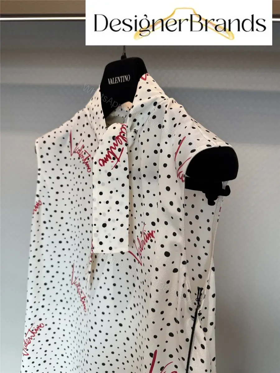 View 4 of Valentino Multicolor Silk Sleeveless Polka-Dot Shirt