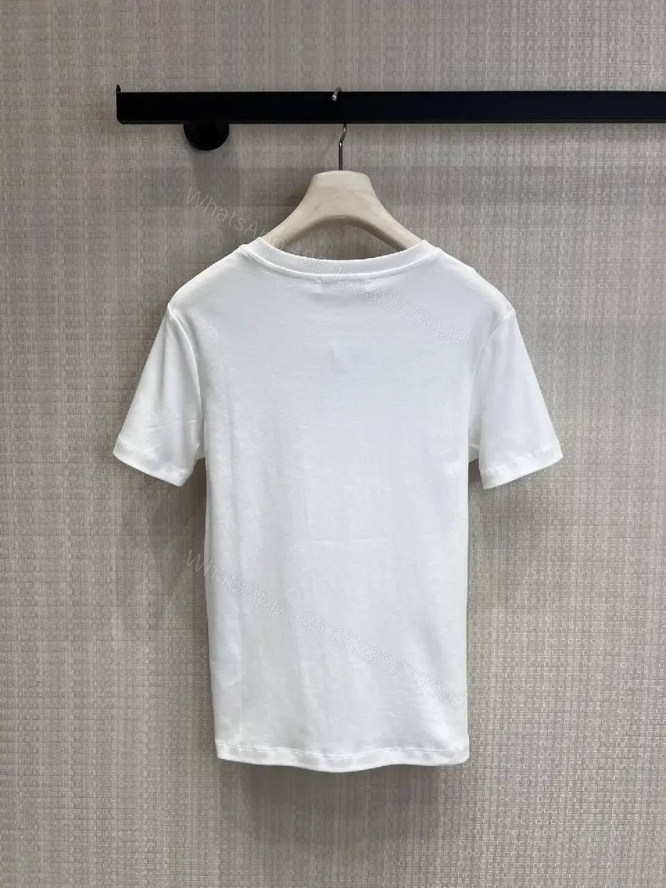 View 3 of Premium White Tee with Subtle Couture Embroidery