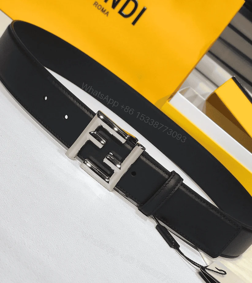 View 2 of FENDI’S BLACK LEATHER BELT WITH FENDI SILOUIS VUITTONER BUCKLE 40MM