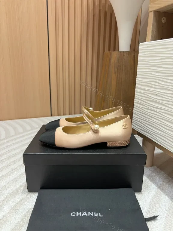 View 8 of Two-Tone Mary Jane Flats: Soft Contrast, Signature Pearl Detail