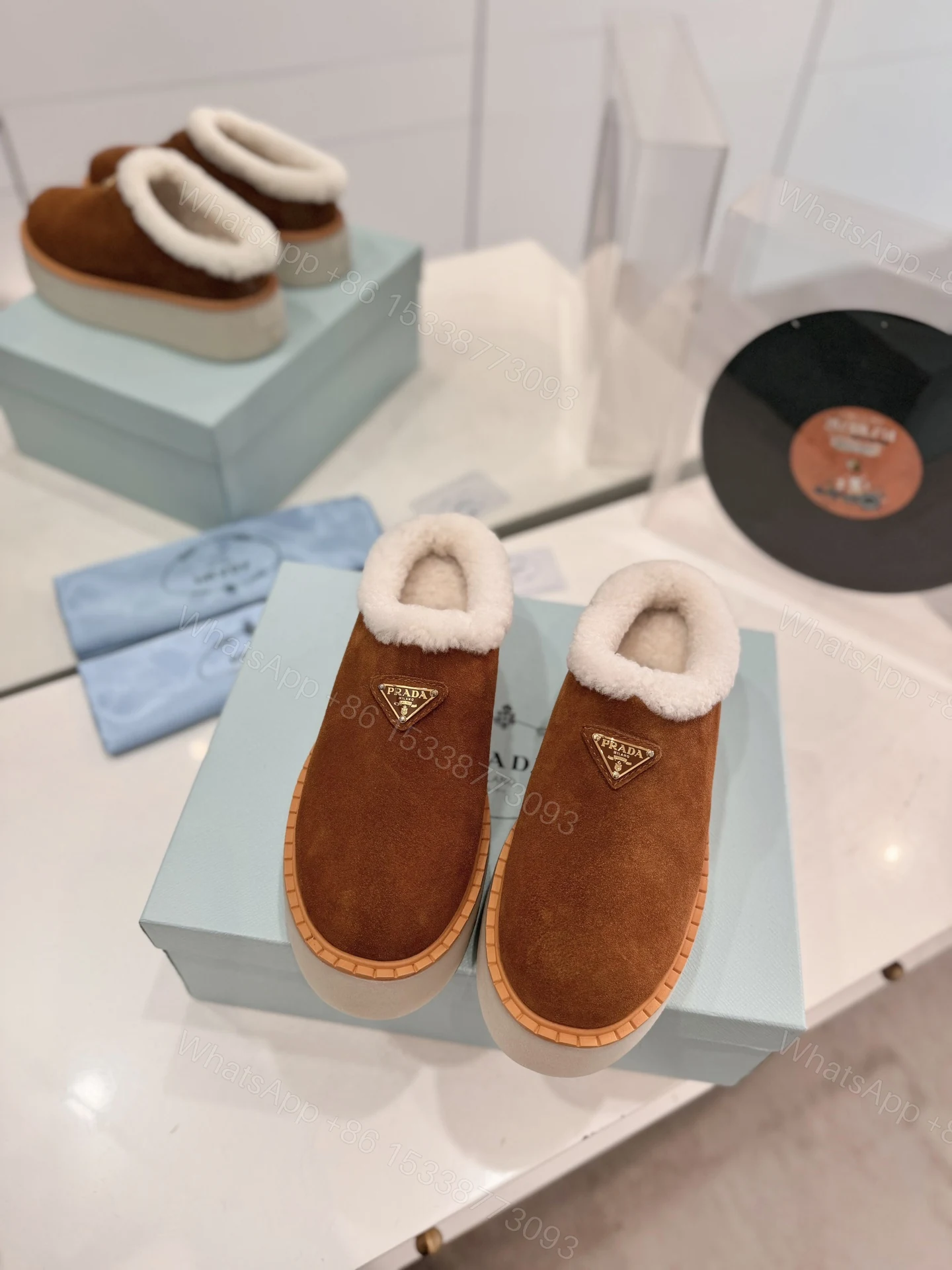 View 3 of PRADA SUEDE MULES CINNAMON 1S715N X0O F0401 F ZG50