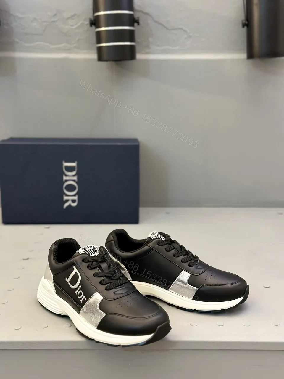 View 2 of Premium Black & Silver Designer-Inspired Runner Sneakers