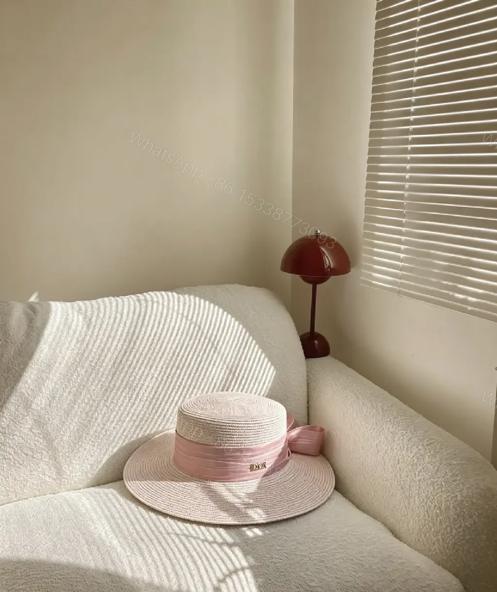 View 10 of Black Straw Hat Wide-Brim Bow Ribbon Dior Charm hat