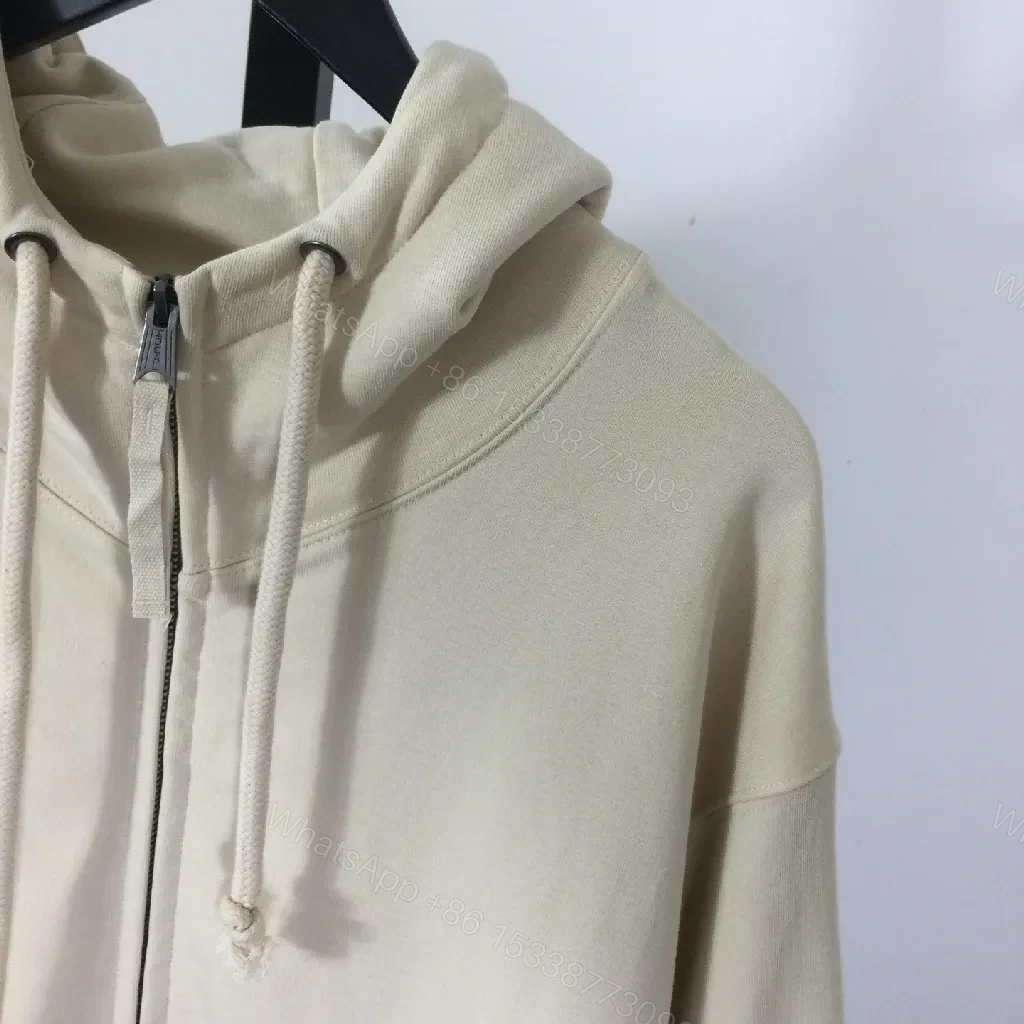 View 5 of Minimalist Off-White Zip Hoodie: Durable Everyday Luxury