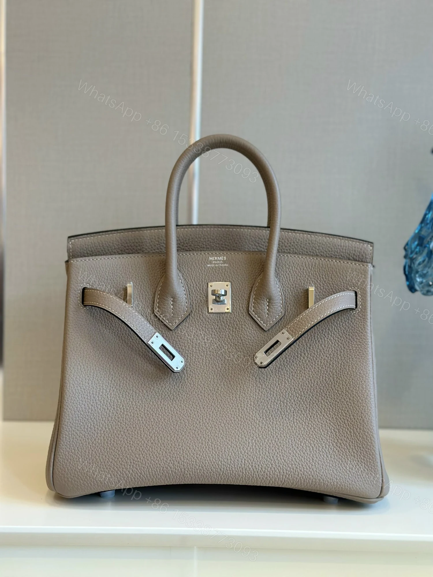View 5 of Hermes Birkin 25 Gris Tourterelle Togo Palladium Hardware