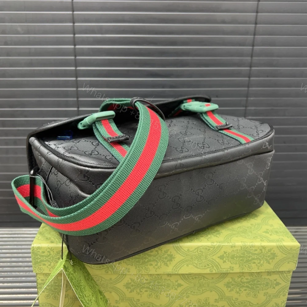 View 5 of GUCCI GG SUPREME CANVAS SMALL MESSENGER BAG BLACK 23CM
