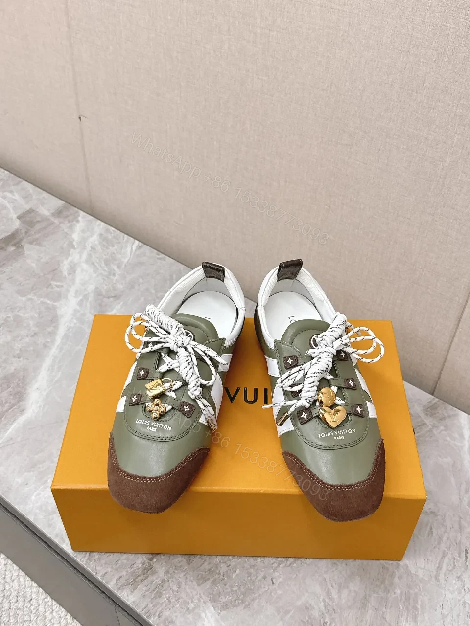 View 5 of Lux Olive Leather & Suede Sneaker: City Luxe Comfort