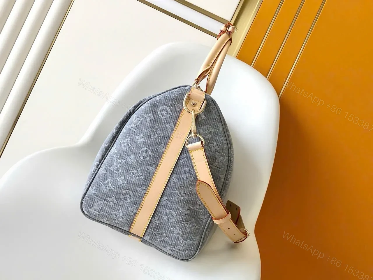 View 7 of Louis Vuitton LV Keepall Denim bandouliere 55 Grey