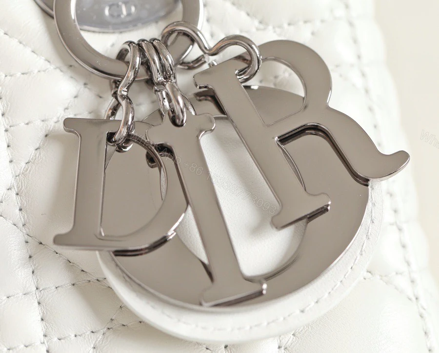 View 5 of Dior My Lady Rep 11 High-end Women’s Handbag White Silver Lock 20×16.5cm