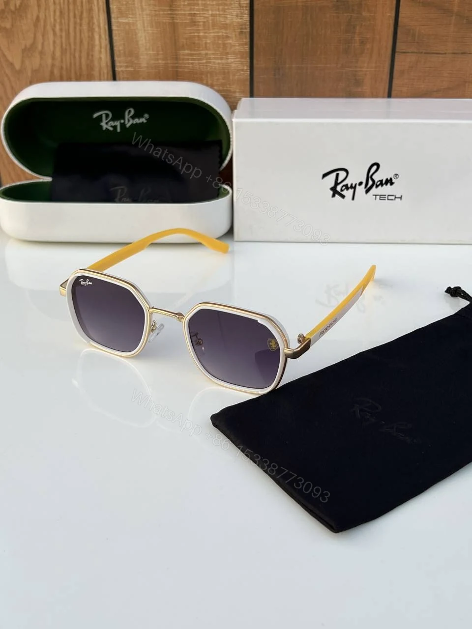 First Copy RayBan 8810 Gold Yellow Sunglasses — view 1