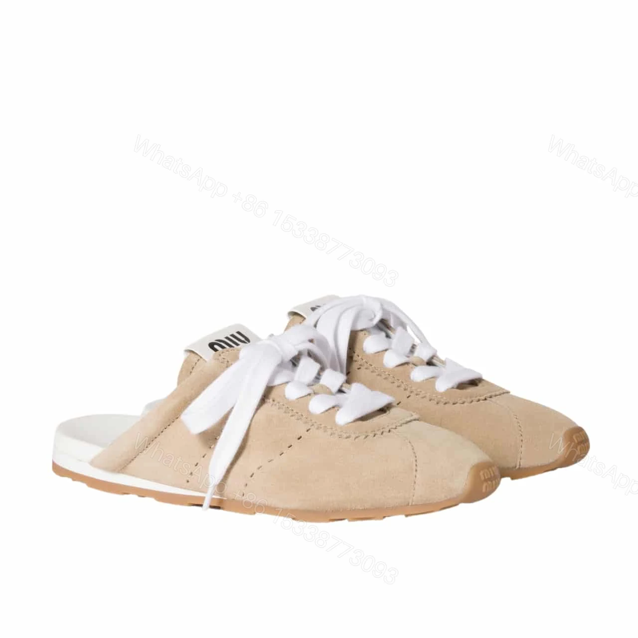 MIUMIU PLUME SUEDE MULES DESERT BEIGE 5E467E 054 F0F24 F 005 — view 1