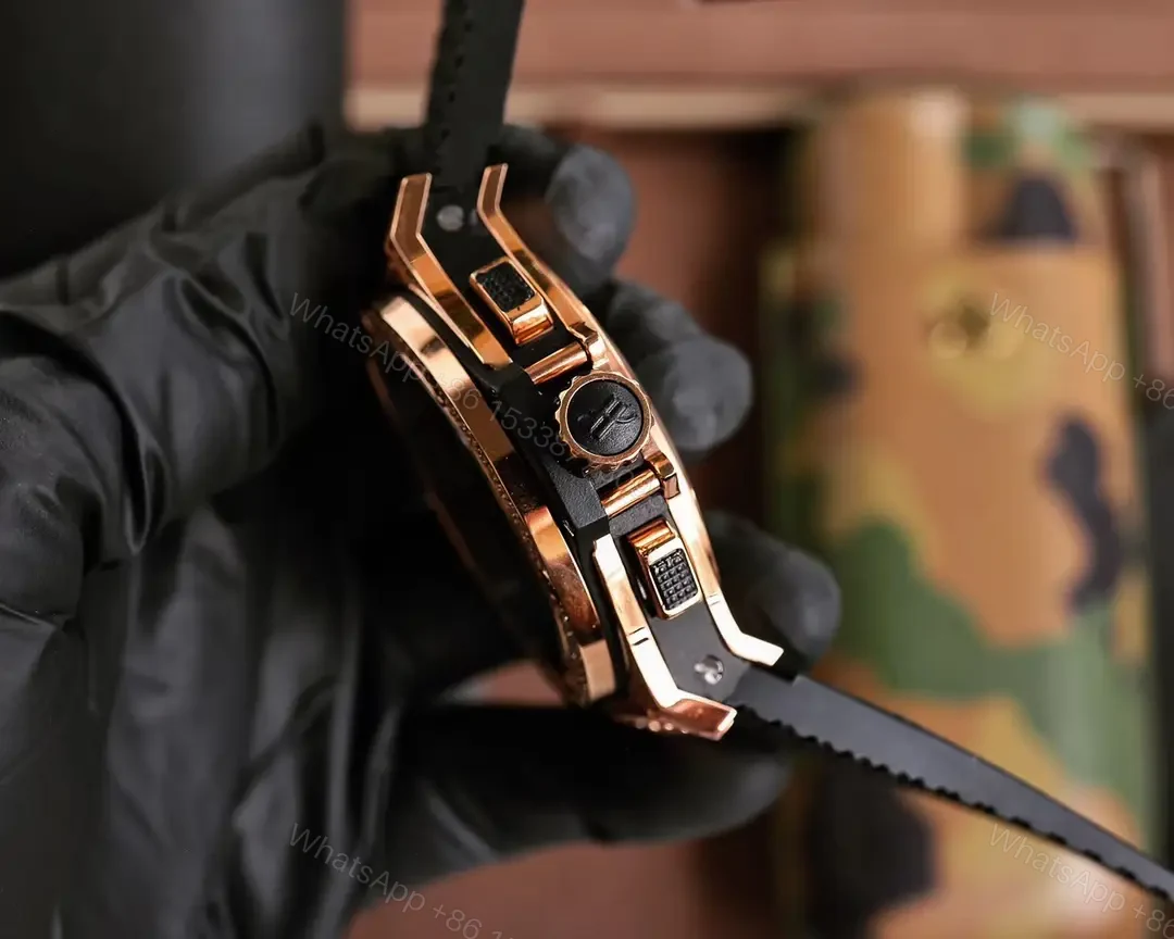 View 4 of Super Clone Hublot Big Bang Black Dial Diamond Rubber Strap Premium 44MM HUBLOT-BB-BLK-DIA44