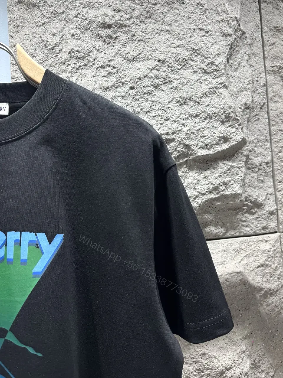 View 2 of Black T-shirt Graphic Tee with Gradient Horse Burberry Logo