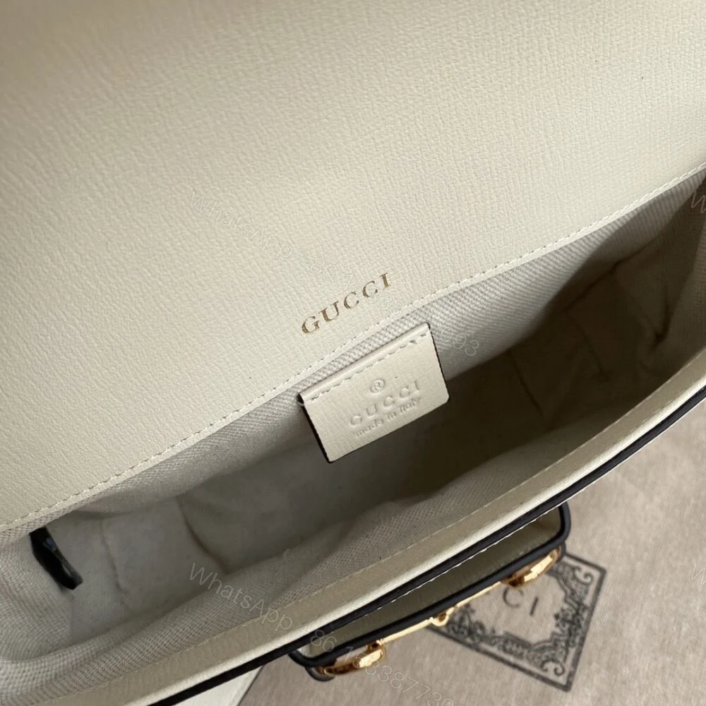 View 8 of Gucci Horsebit 1955 Mini Bag Beige And White 20Cm 658574 HUHHG 9759