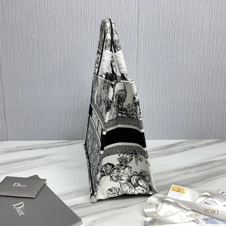 View 2 of Monochrome Floral Dior Tote: Bold Everyday Luxury Bag