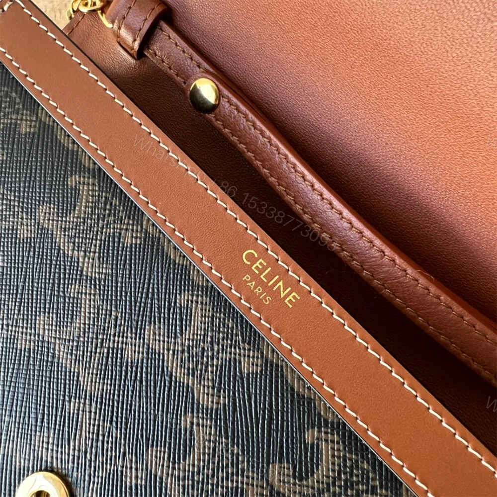 View 6 of CELINE WALLET ON CHAIN MARGO in TRIOMPHE CANVAS and calfskin