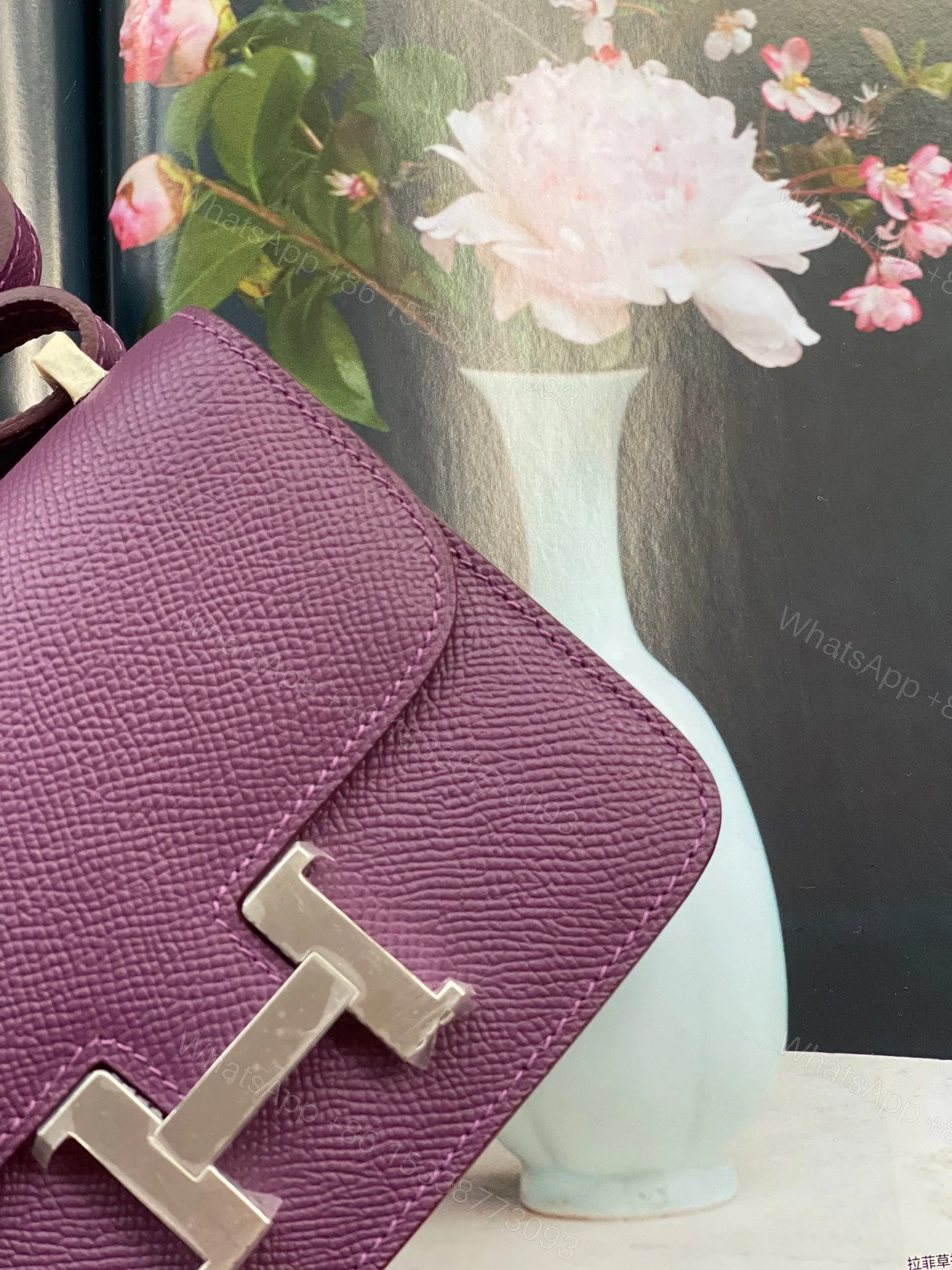 View 2 of H CONSTANCE MINI EPSOM SILVER-TONED HARDWARE VIOLET 14CM