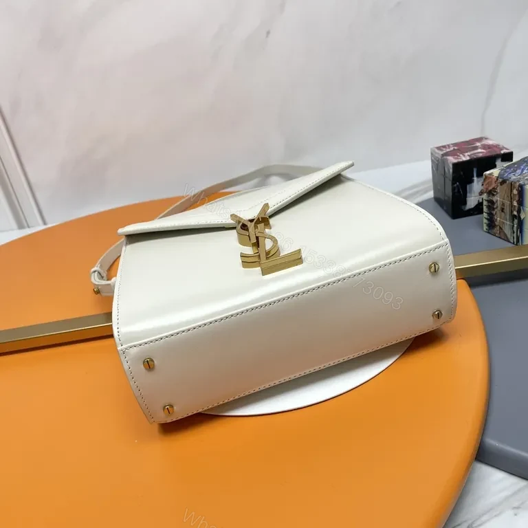 View 4 of Compact Leather Crossbody with Gold YSL Accent