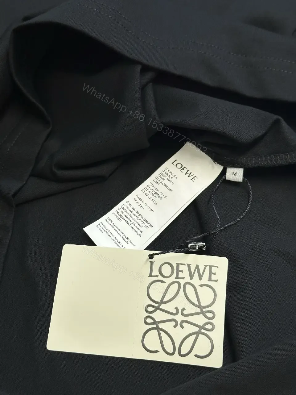 View 3 of Black Cotton T-Shirt Minimalist Logo Pocket Crew Neck Tee
