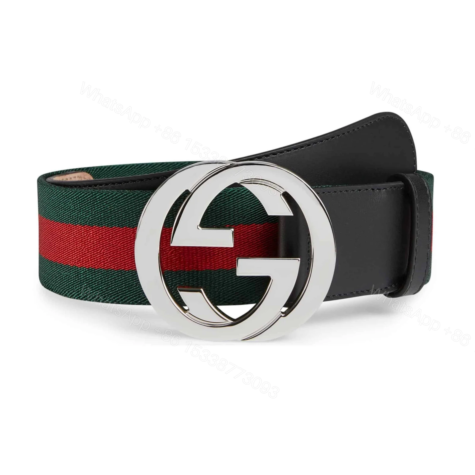 GUCCI MEN’S WEB STRIPED CANVAS BELT – B9 — view 1