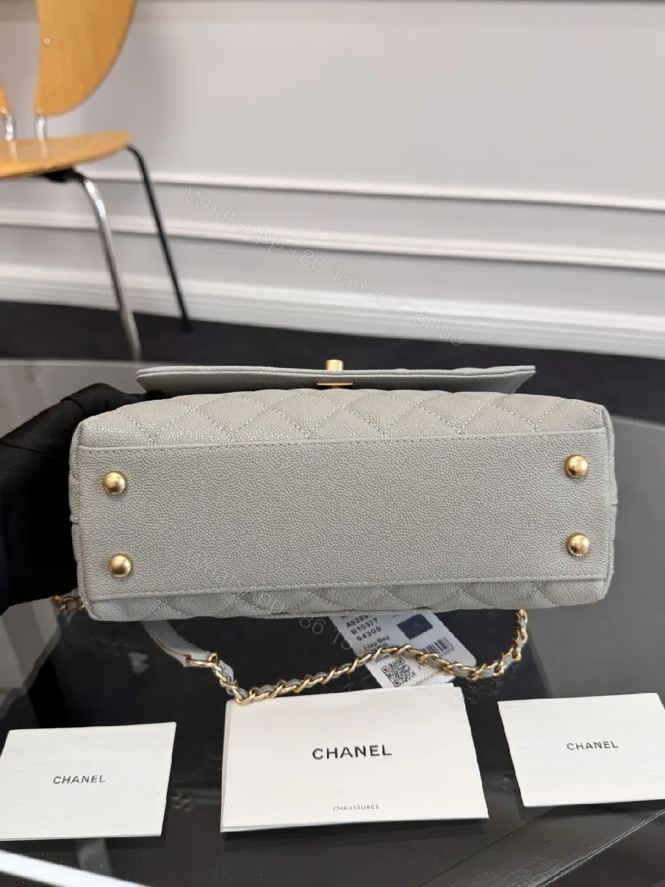 View 4 of Light Grey Quilted Camera Bag: Modern Texture, Classic Charm