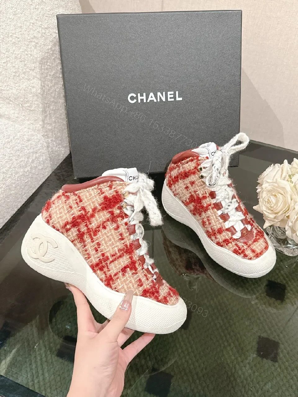 Textured Boucle High-Tops with Luxe Accents Sneakers — view 1