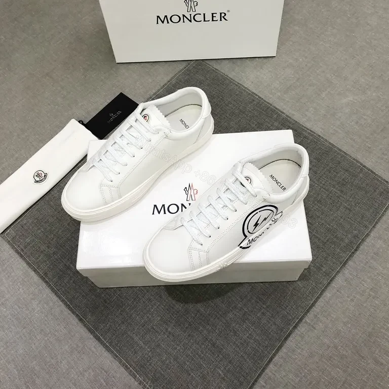 View 3 of White Calfskin Sneaker with Subtle Moncler Emblem - Luxury Casual Sneaker