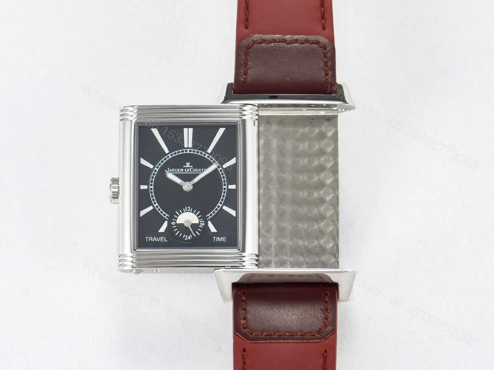 View 15 of Reverso Classic Duoface Small Seconds SS MGF Best Edition White Guilloché Dial on Red Leather Strap A854A