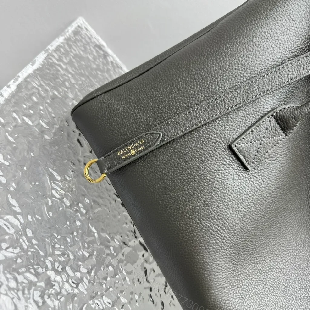 View 7 of Two-Tone Leather Tote: Structured, Everyday Chic, Top-Handle Bag