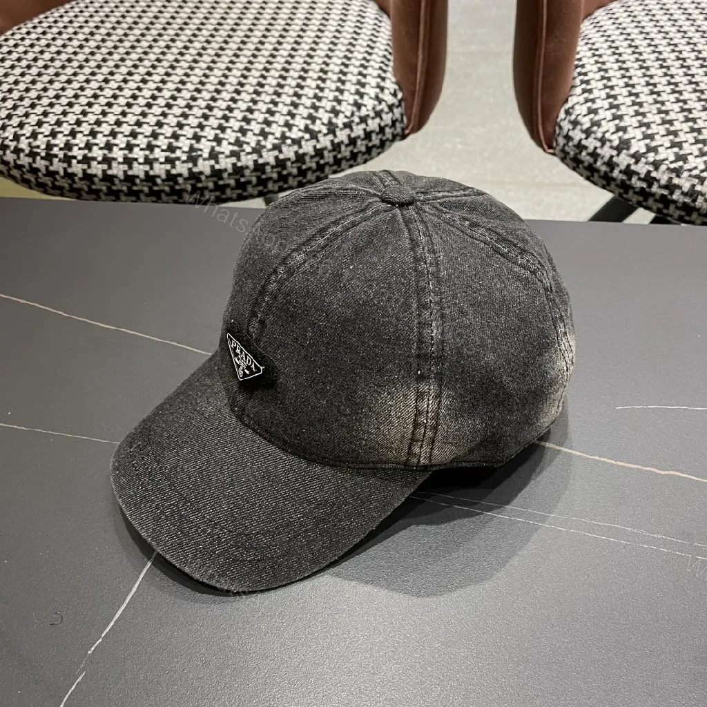View 11 of Black Denim Cap with Subtle Triangle Emblem