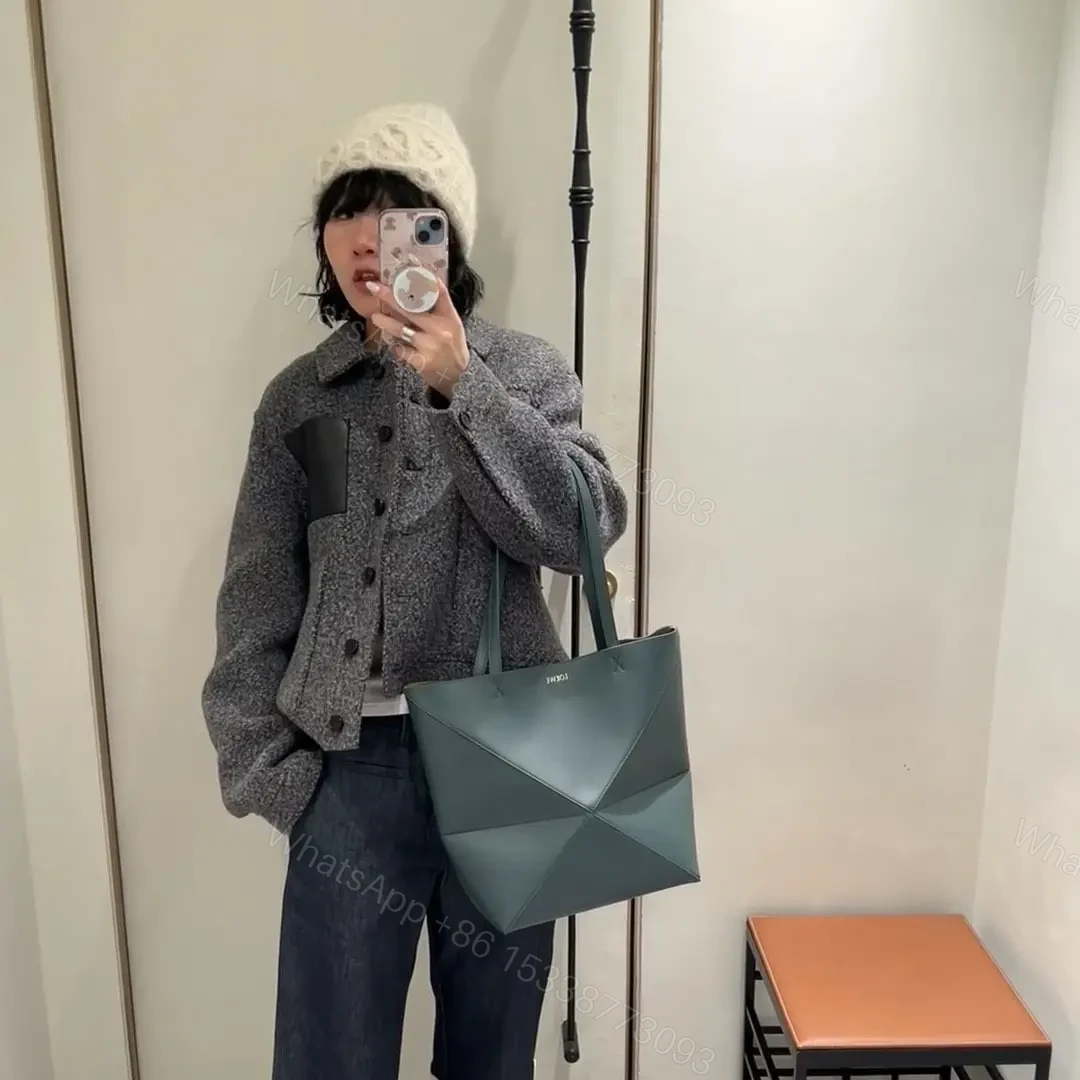 View 12 of 高仿Loewe*Fold系列4535小牛皮Tote手袋綠色中號免檢版