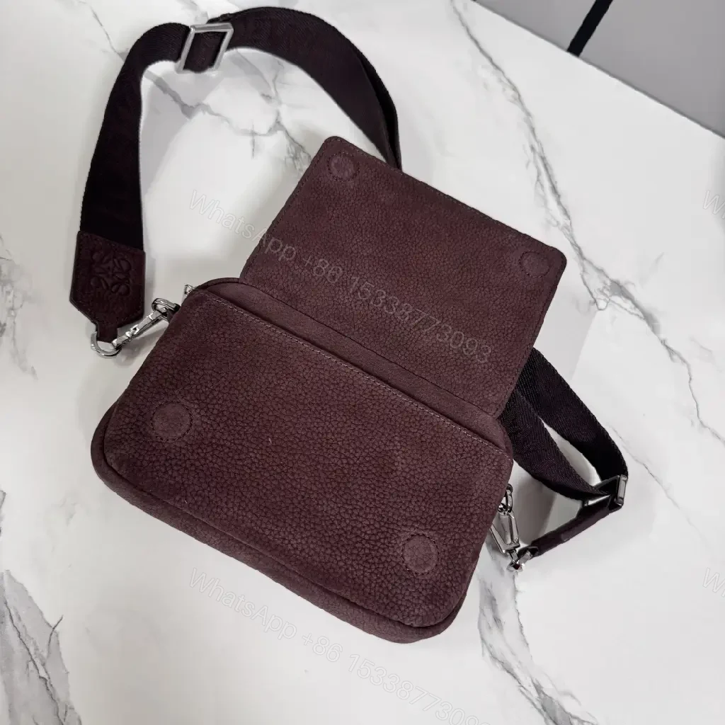 View 2 of Compact Burgundy Pebbled Leather Messenger