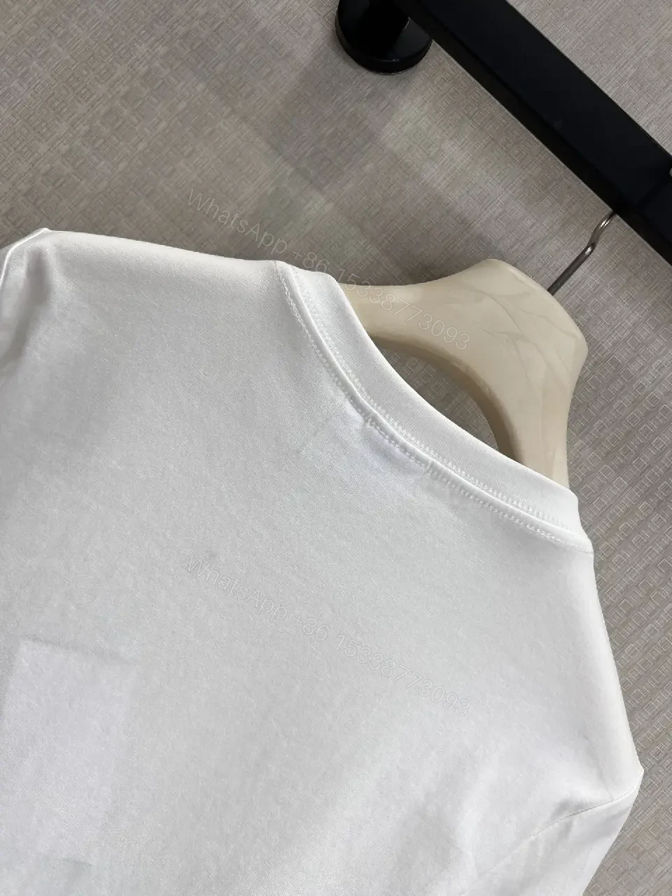 View 4 of White Cotton T-Shirt Dior Circle Logo Design Classic Tee