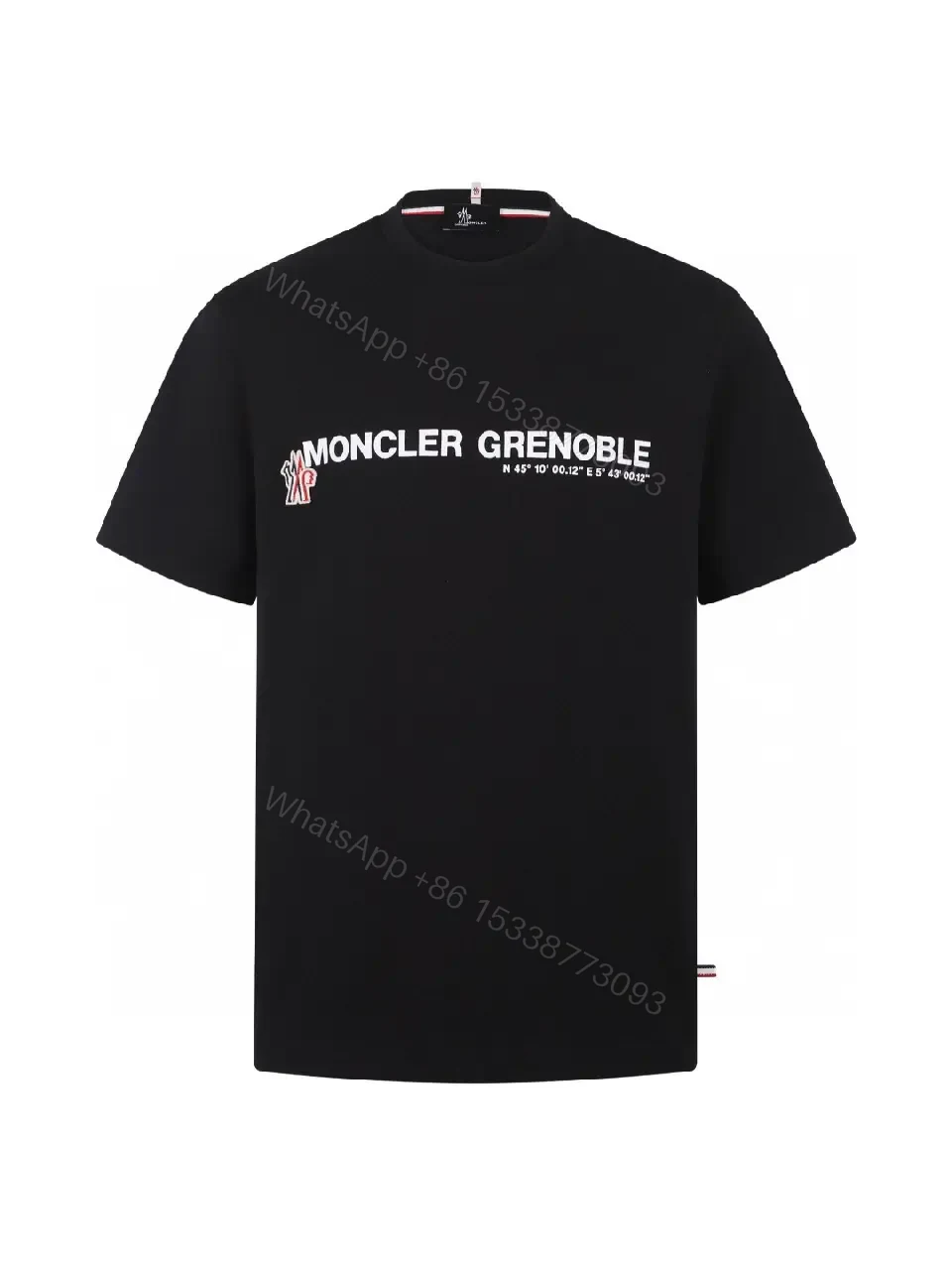 View 8 of Black Cotton Relaxed Fit Tee with Chest Text Graphic and Emblem - T-Shirt