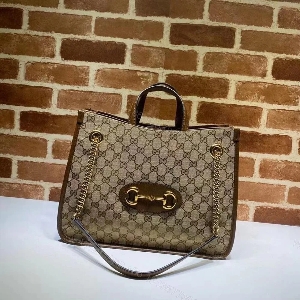 View 2 of Gucci Horsebit 1955 Shoulder Medium Tote Bag Brown 36Cm 623694