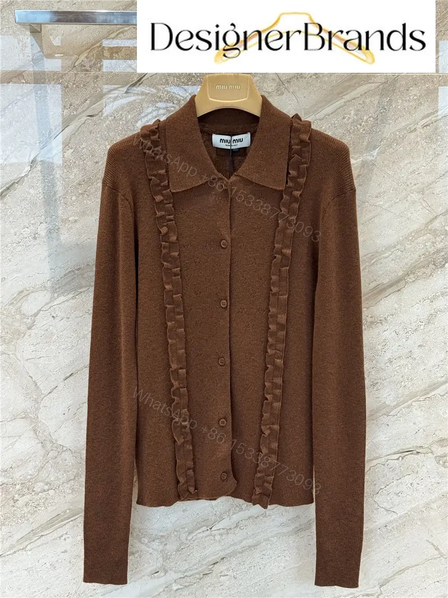 Miu Miu Silk and Cashmere Ruffled Knit Cardigan — view 1