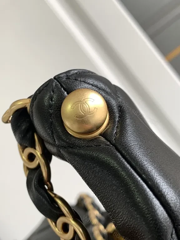 View 2 of Chic Quilted Black Shoulder Bag with Gold Chain Strap
