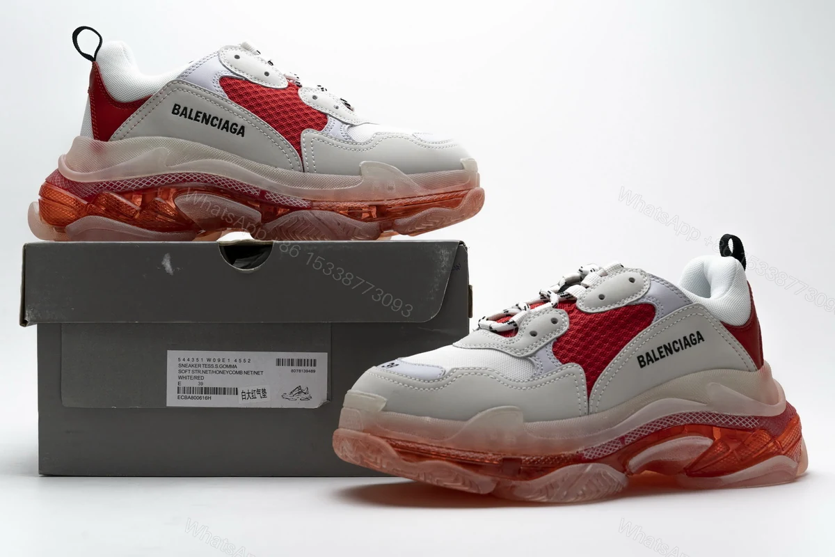 Balenciaga Triple S White Red 544351 W09E1 4552 — view 2