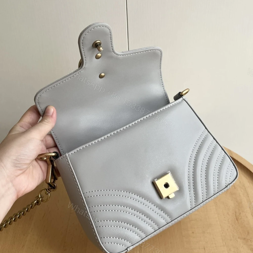 View 7 of Gucci GG Marmont Matelassé Chevron Mini Top Handle Bag Light Grey 21Cm 547260 AABZC 1712
