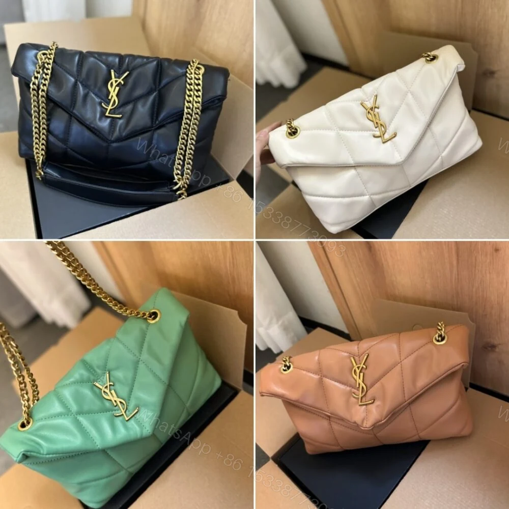 View 3 of Saint Laurent Loulou Puffer Small Shoulder Bag Soft Cream 28Cm