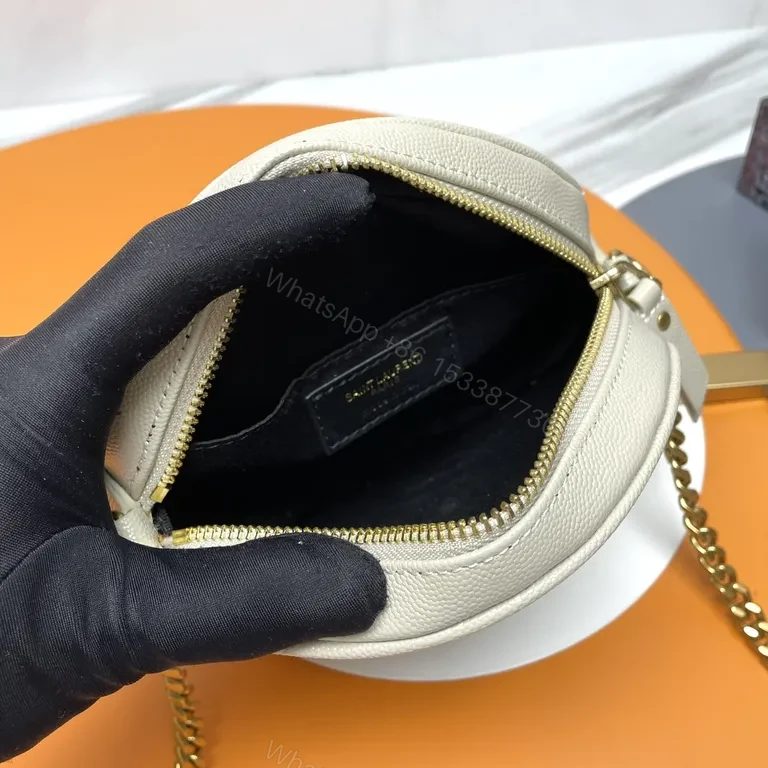 View 4 of Grey Chevron Round Bag Replica YSL Crossbody